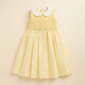 Yellow & White Smocked Dress (FK-TM835)