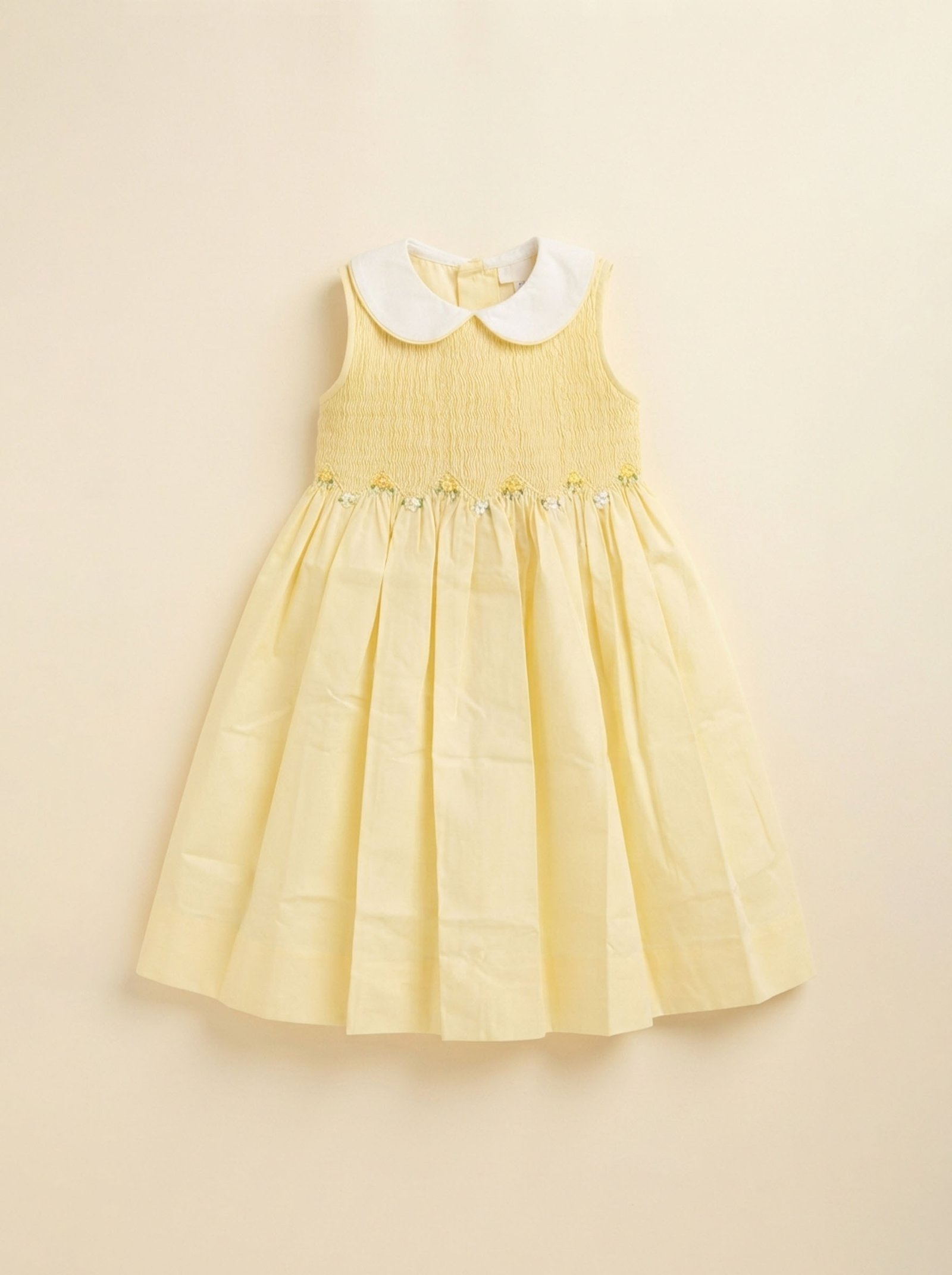 Yellow & White Smocked Dress (FK-TM835)