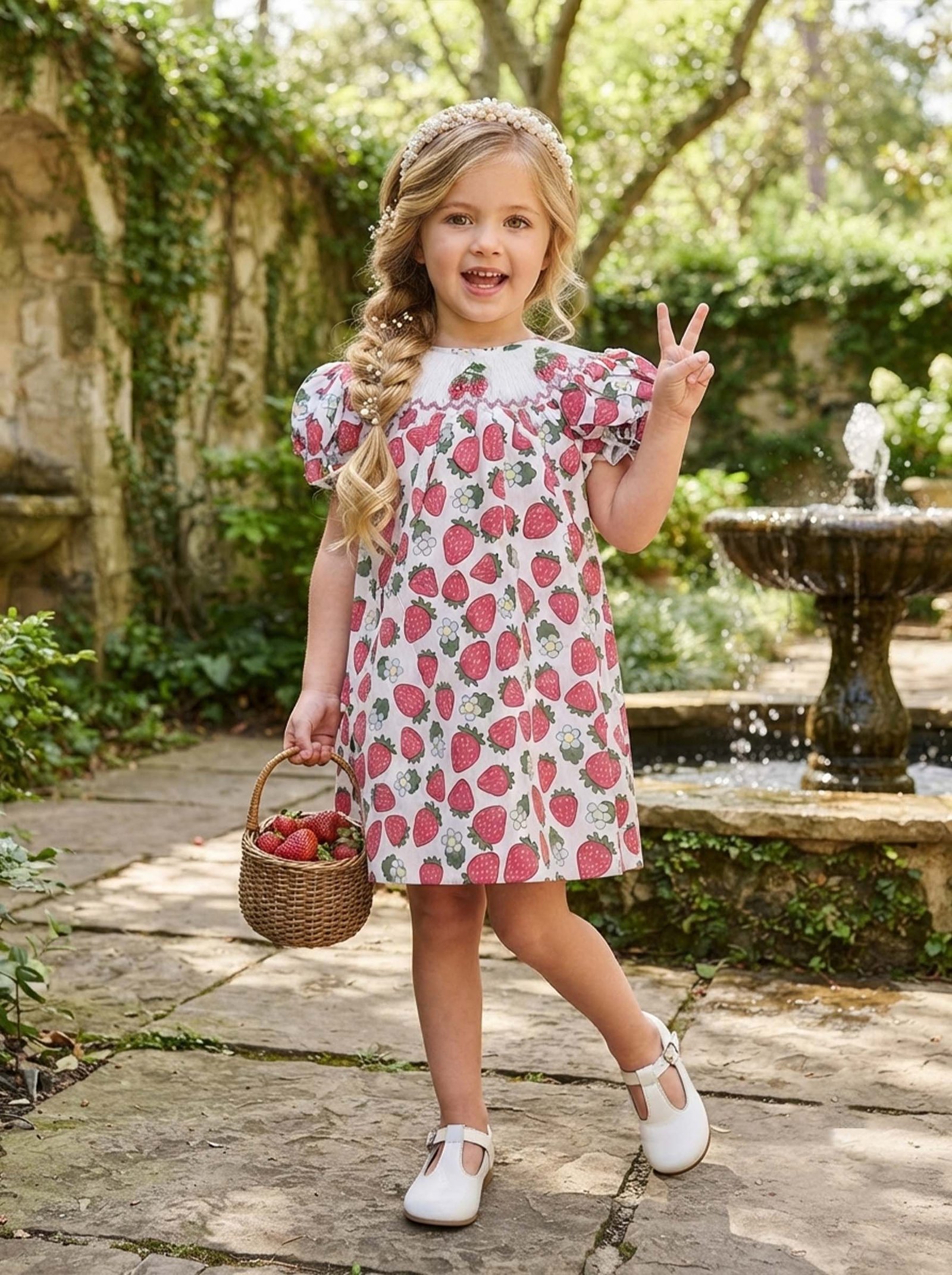 Strawberry Smocked Dress (FK- TM 1095) - Image 2