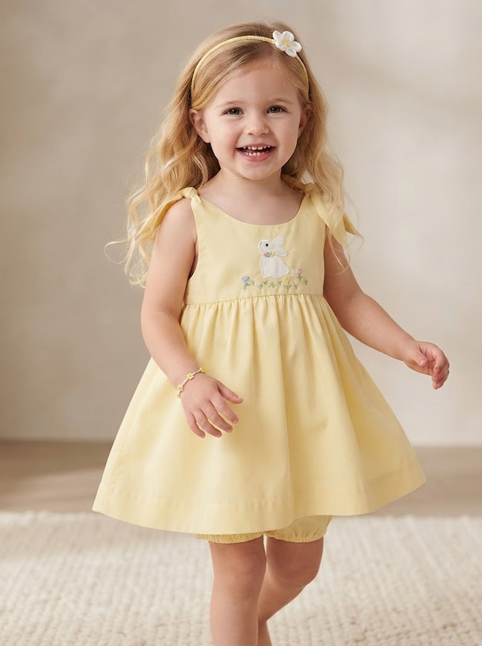Should Tie Bunny Embroidered Dress (FK-TM 1114) - Image 2