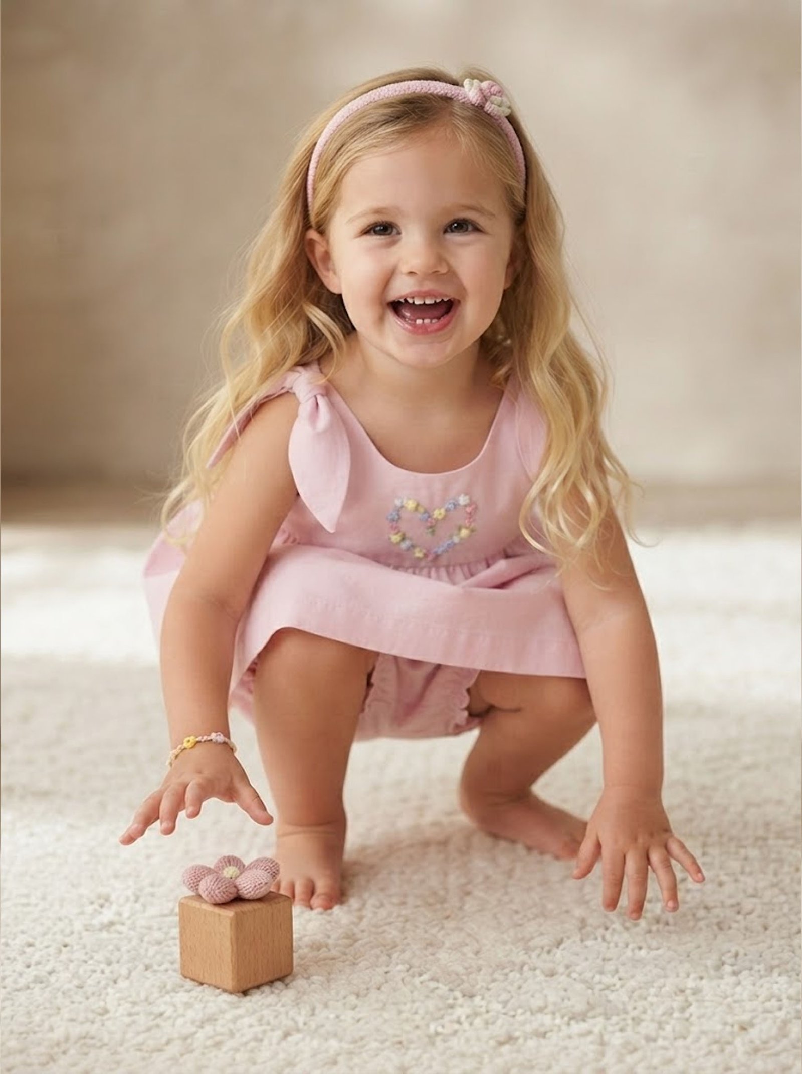 Pink Shoulder Tie Embroidered Dress (FK-TM 1087) - Image 3