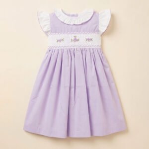 Lavender Smocked Ruffle Collar Dress (PS-NP80)