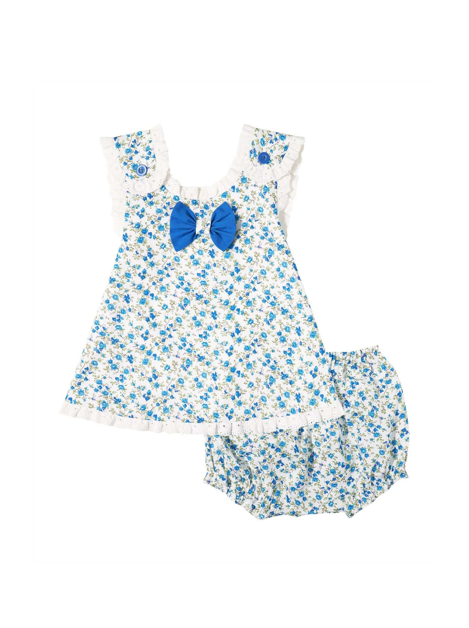 Blue Floral Cross Top & Bloomers