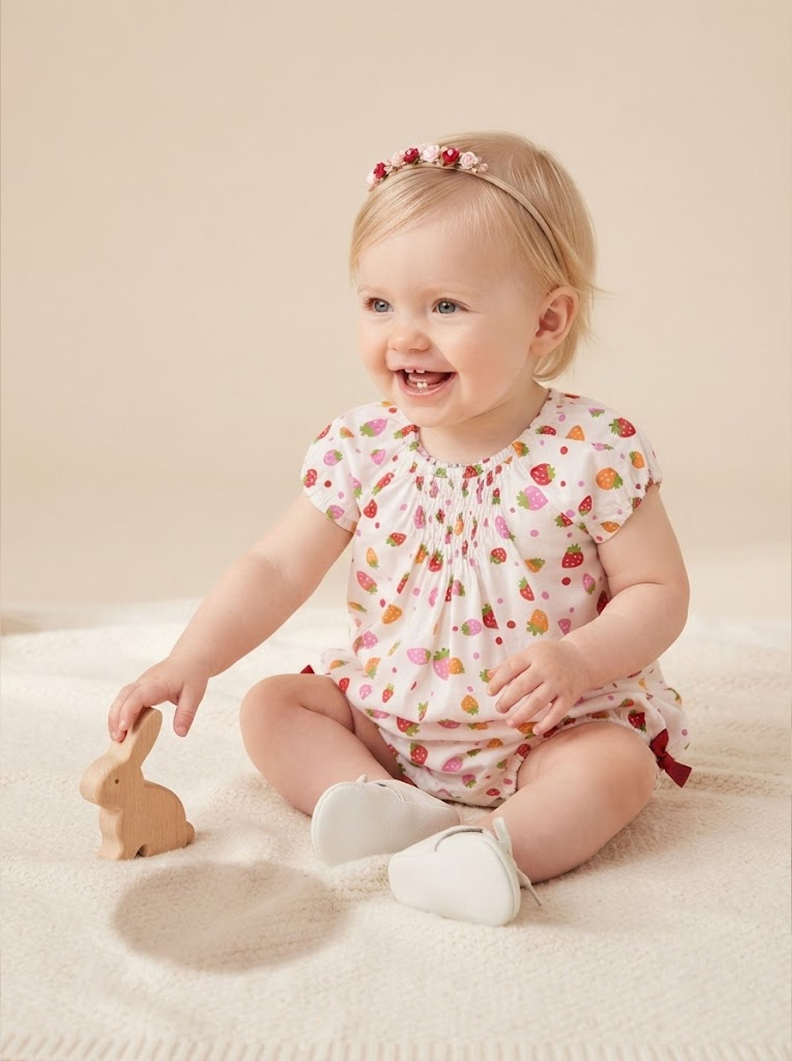 Strawberry Print Smocked Bubble (PC-NP 328) - Image 2