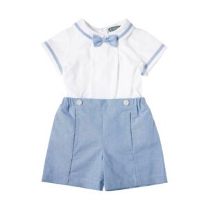 Bow Tie White & Baby Blue Button (PC-NP 288)