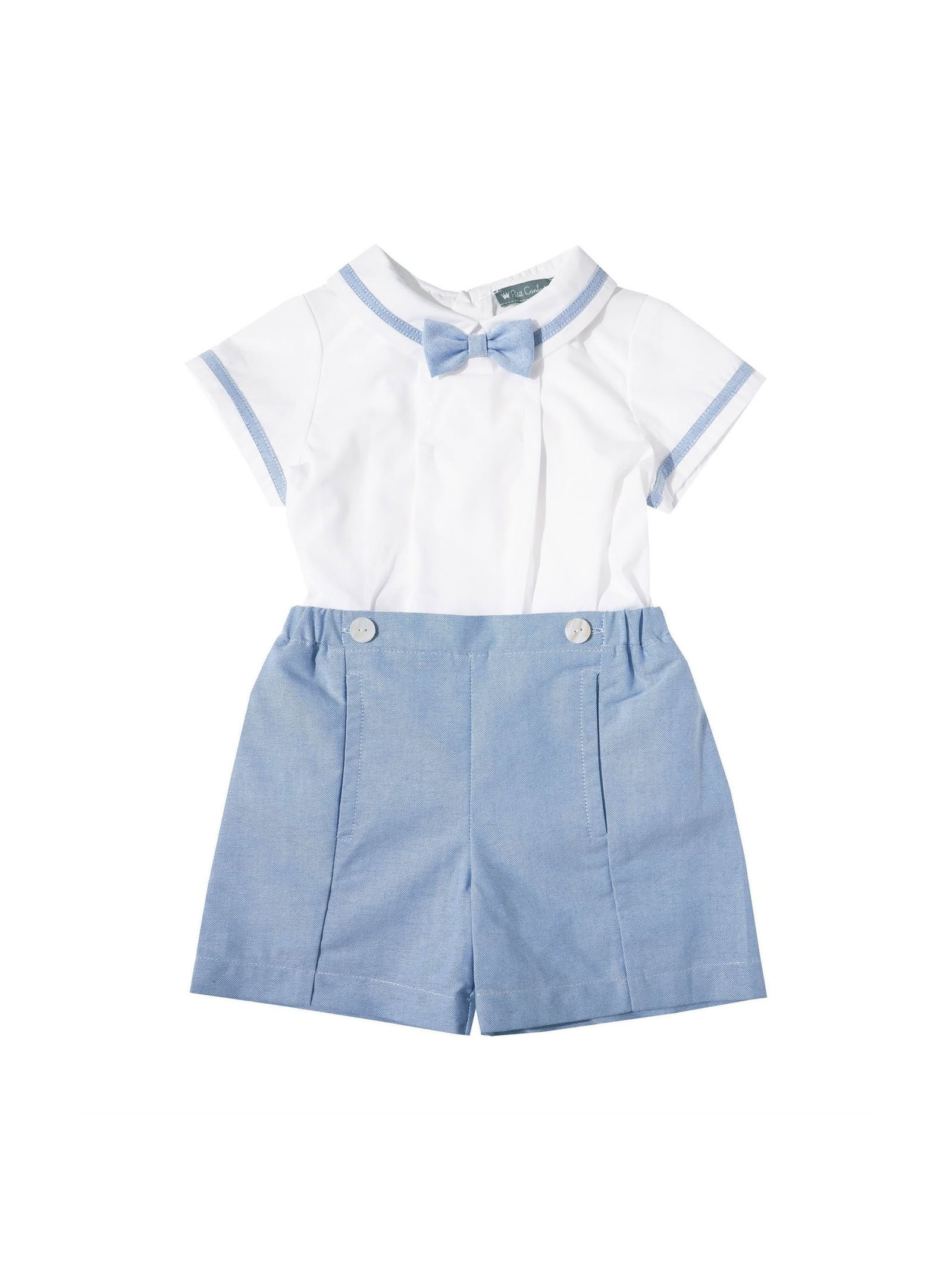 Bow Tie White & Baby Blue Button (PC-NP 288)