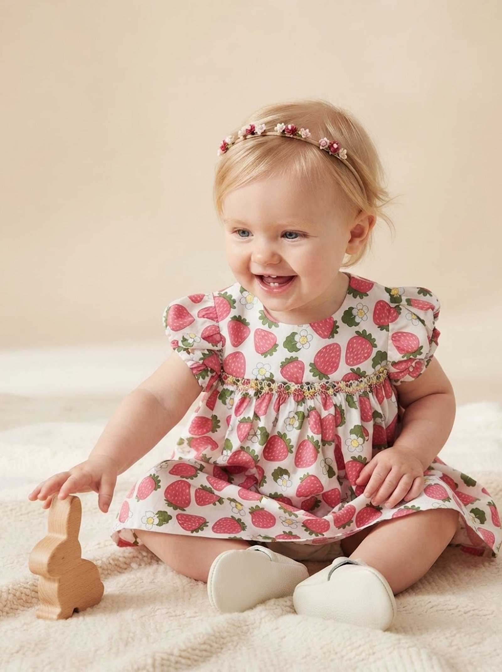 Smocked Strawberry Print Dress (FB-B072) - Image 2