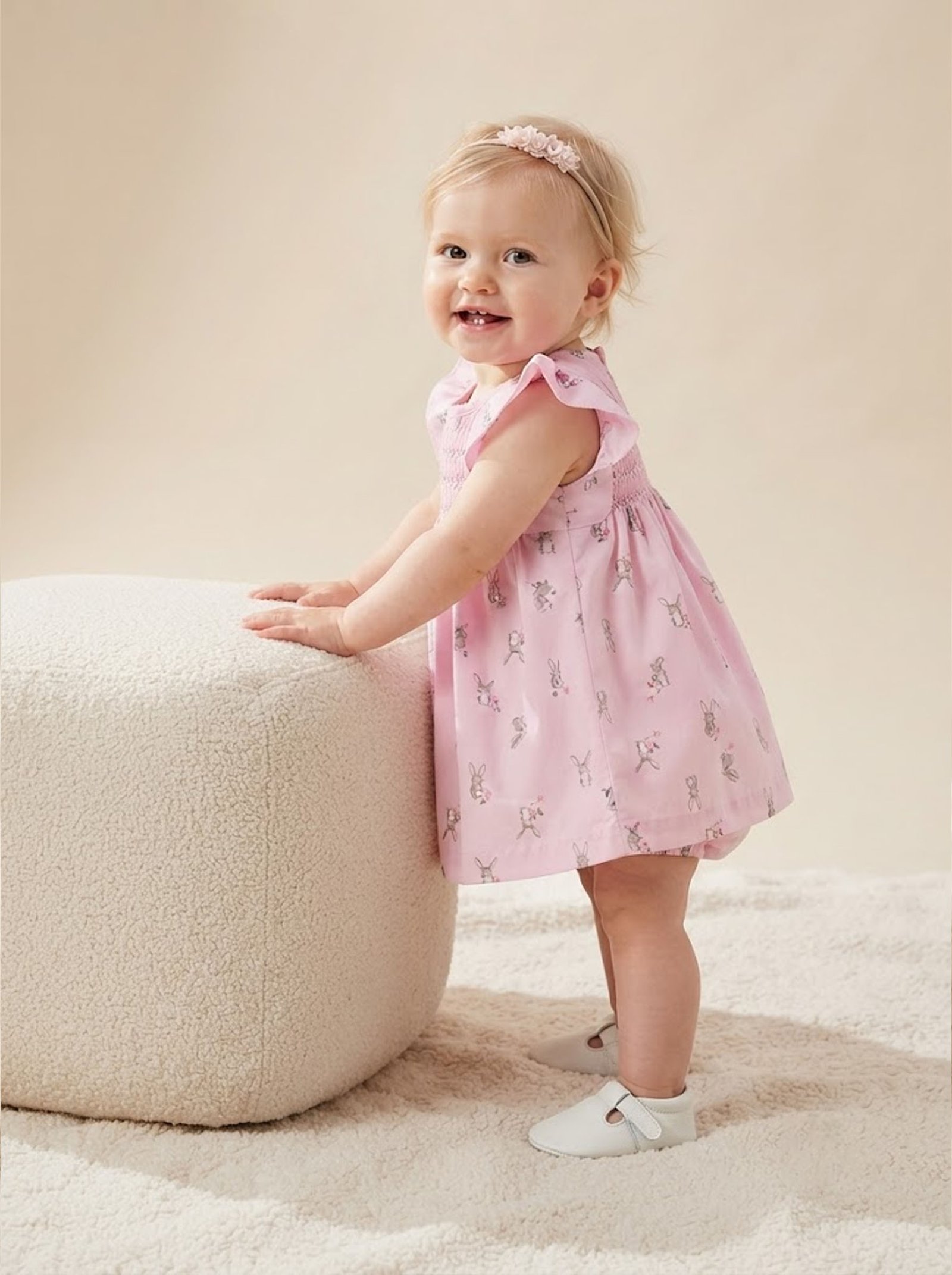 Pink Bunny Smocked Dress (PC-NP265) - Image 2