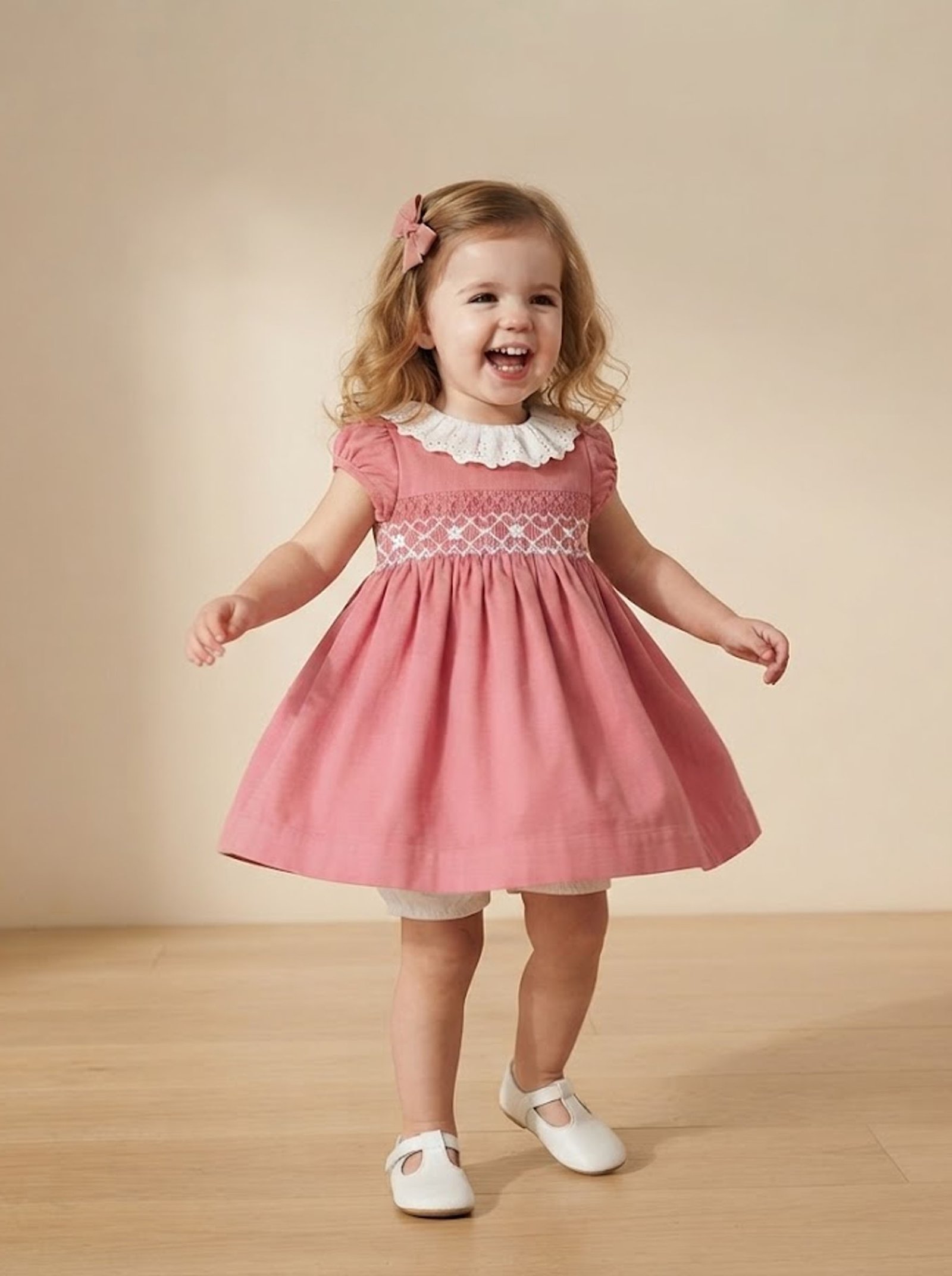 Peach Smocked Ruffle Dress (PS-NP 96) - Image 2