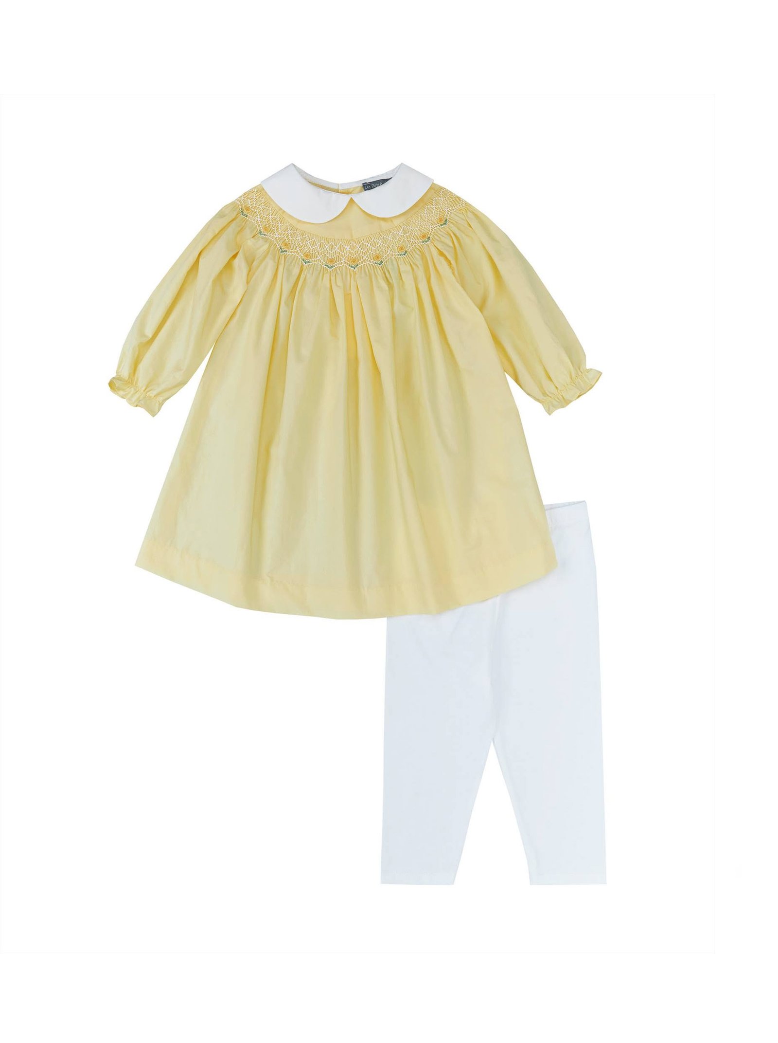 Yellow & White Smocked Dress Legging (PS-B236)