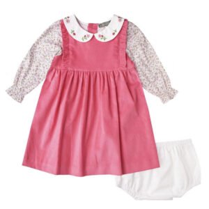 Fuchsia Pink Embroidered Peter Pan Dress (PS-NP 125)