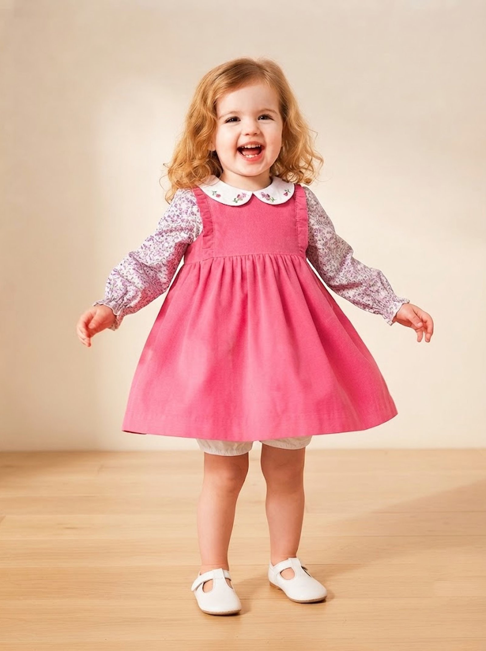 Fuchsia Pink Embroidered Peter Pan Dress (PS-NP 125) - Image 2