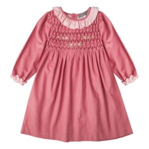 Peach Smocked Honey Comb Dress ( PS- NP 106)