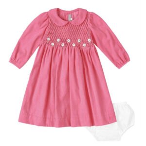 Smocked Pink Corduroy Dress ( PS-B243)