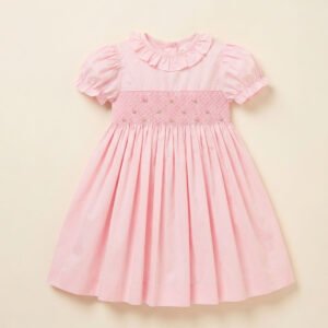 Pink Gingham Smocked Ruffle Collar Dress (FB-B064A)