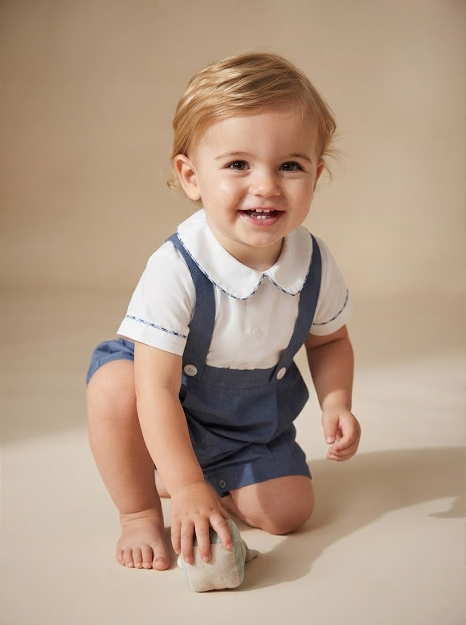 Navy Blue Suspender Romper (PC-NP277) - Image 2