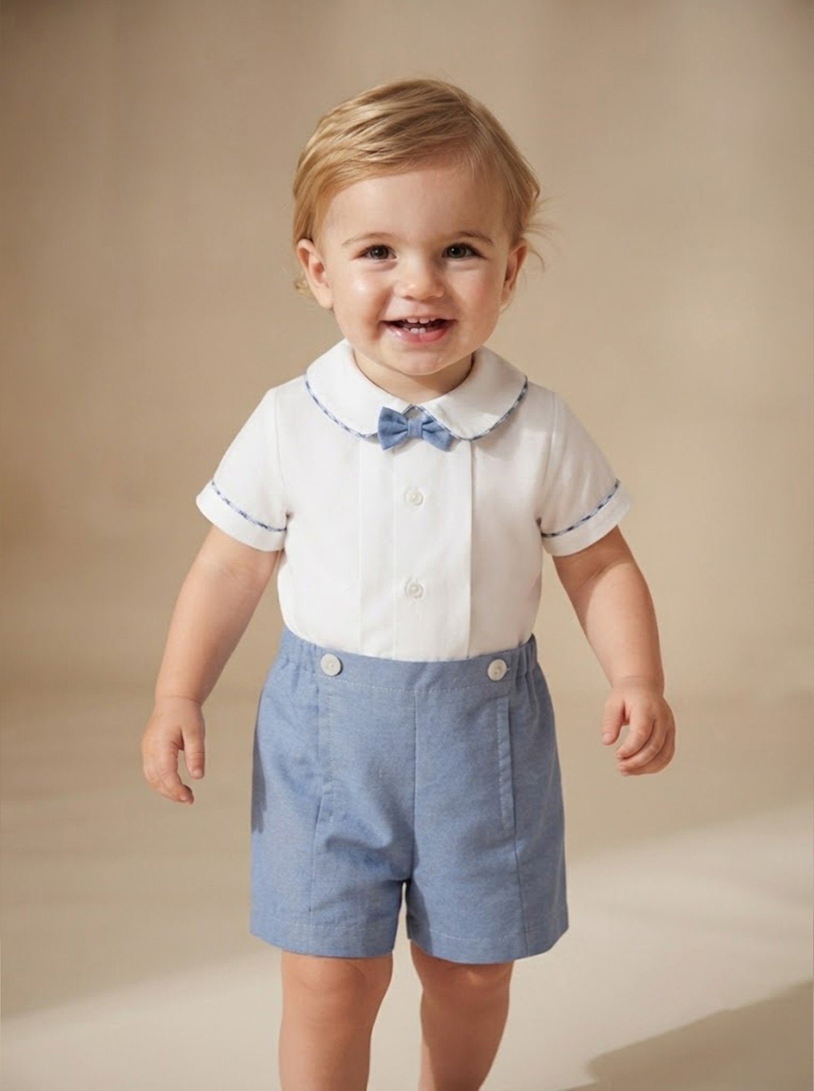 Bow Tie White & Baby Blue Button (PC-NP 288) - Image 2