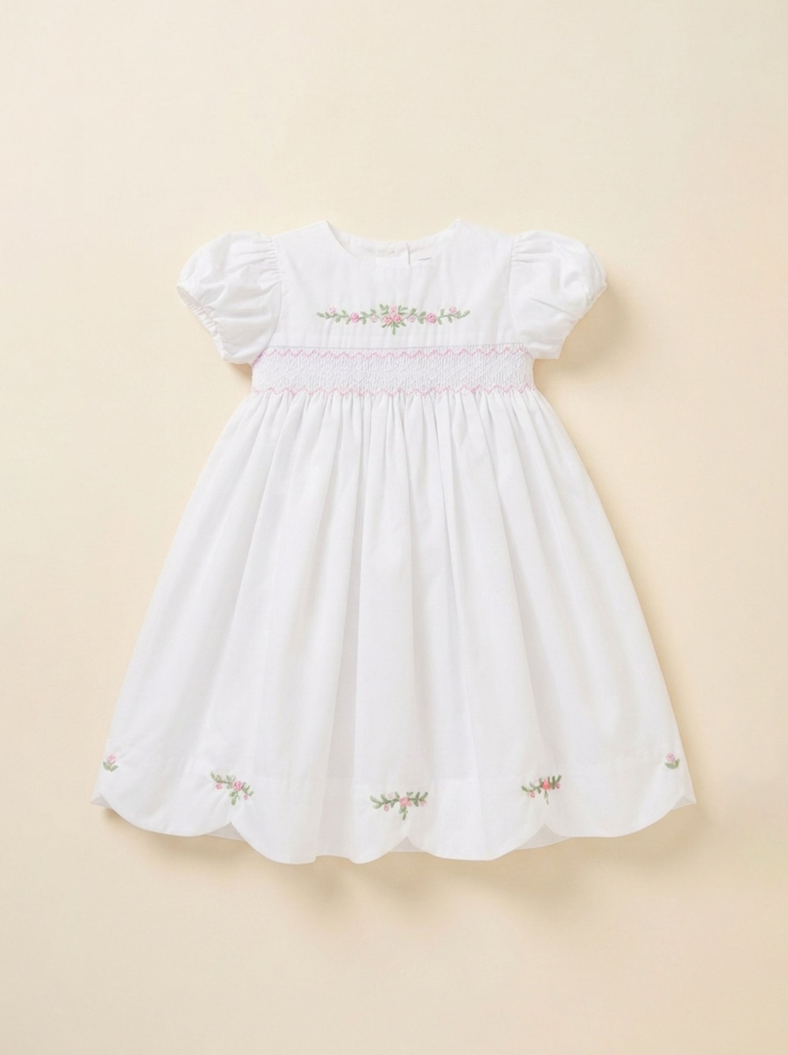 Pink & White Smocked Dress (FK-TM 870)