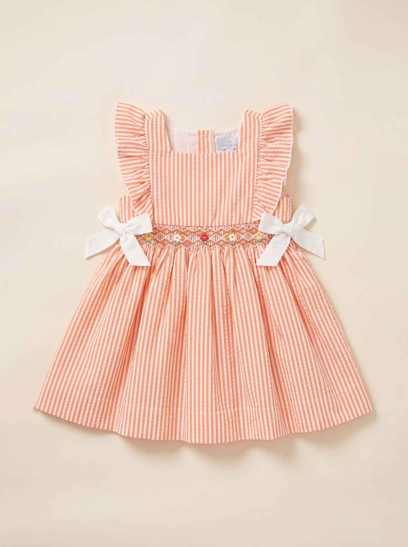 Orange & White Ruffle Smocked Dress (FK-TM 1103)