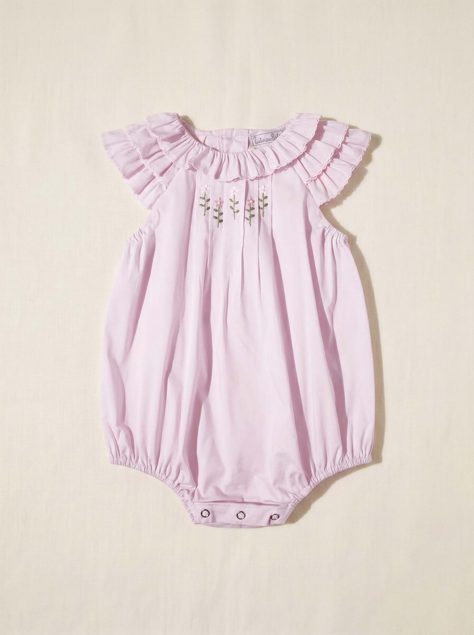 Pink Hand Embroidered Ruffle Sleeve Bubble Dress (FB-NP 220)