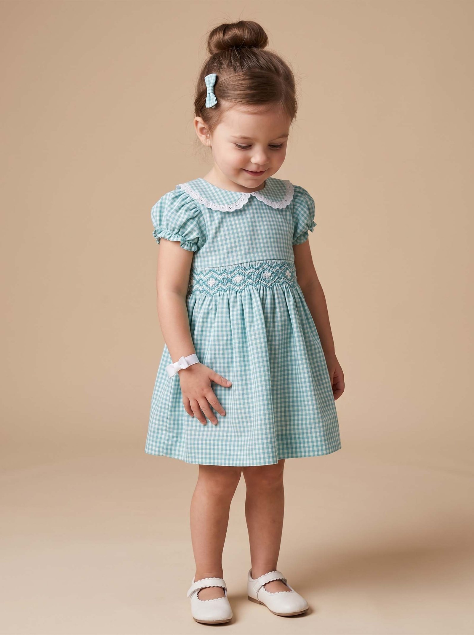 Turquoise & White Peter Pan Collar Dress ( PC-NP 278) - Image 2