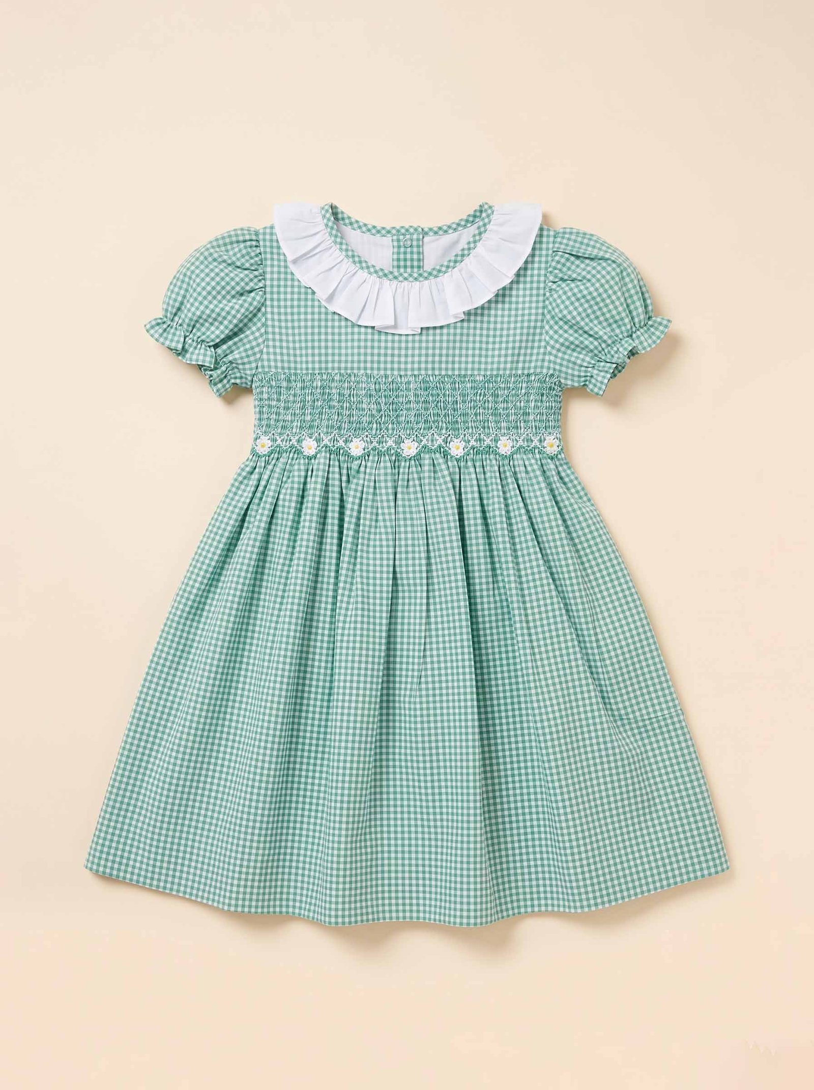 Turquoise & White Gingham Dress & Bloomers (PS-B 353)