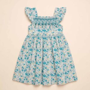 Blue Floral Smocked Dress (PC-B076)