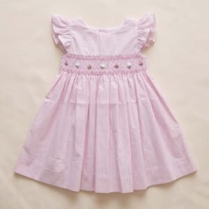 Pink Stripe Smocked Flower Dress