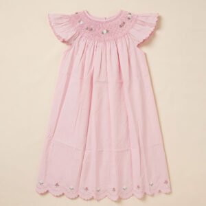 Pink Angel Sleeve Smocked Dress (FK-TM1063)