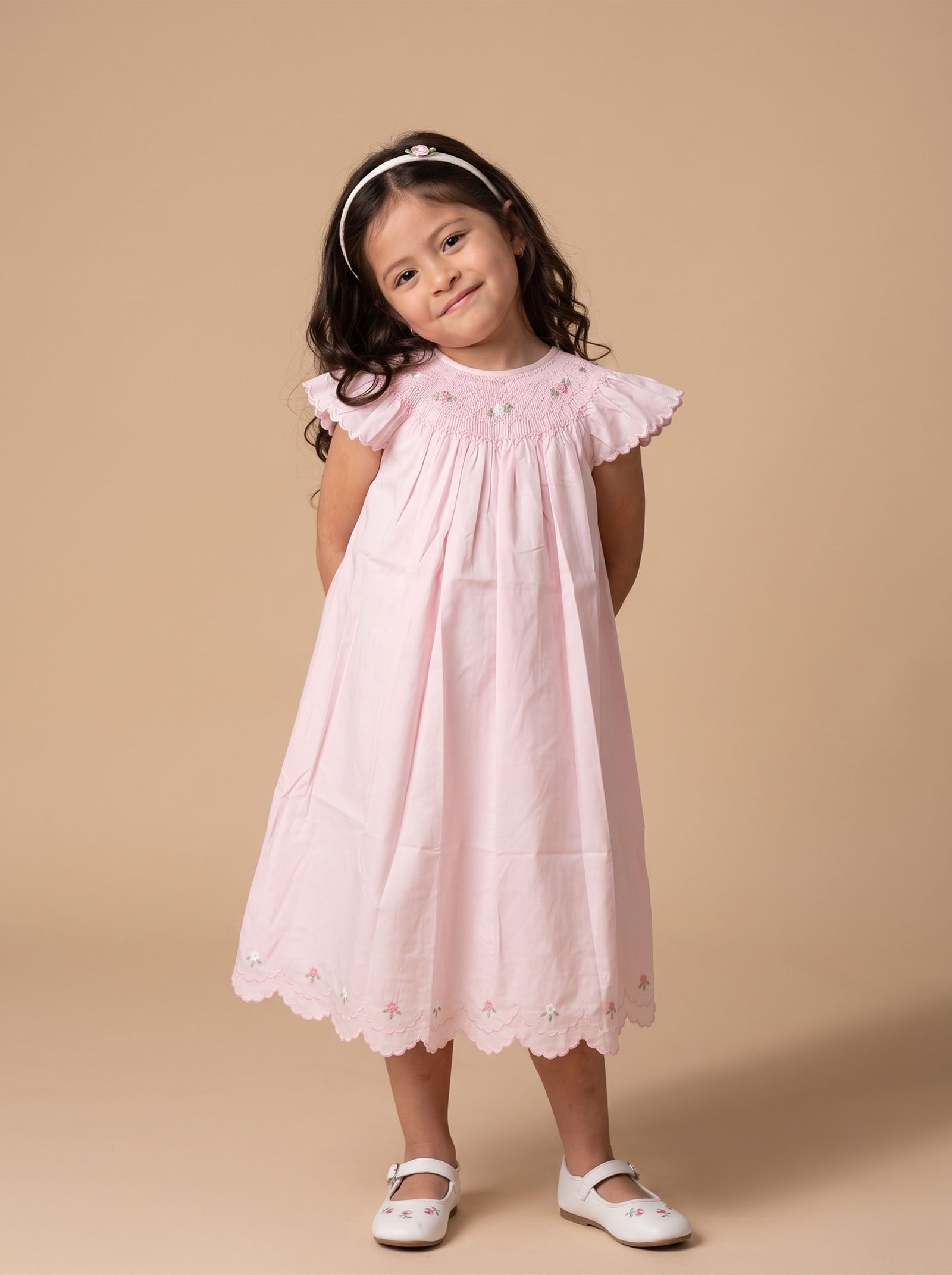 Pink Angel Sleeve Smocked Dress (FK-TM1063) - Image 2