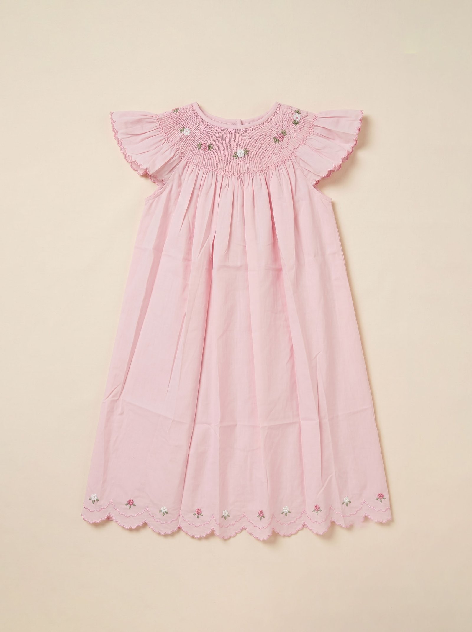 Pink Angel Sleeve Smocked Dress (FK-TM1063)