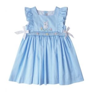 Baby Blue Ruffle Smocked Easter Bunny Dress