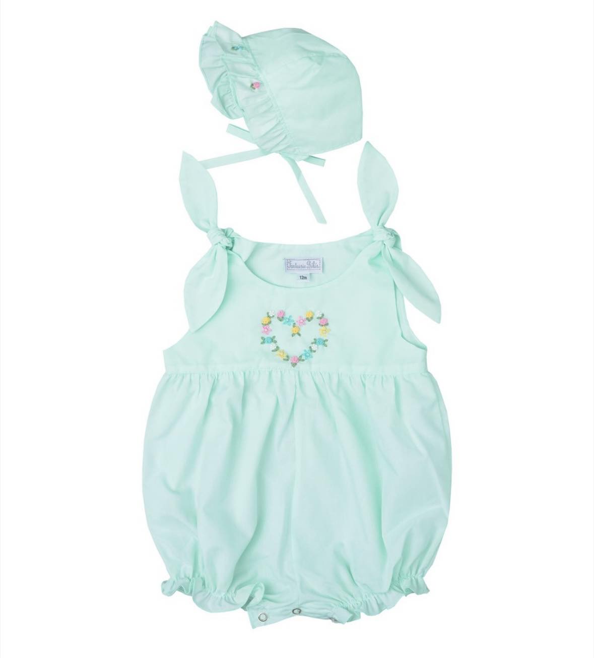 Shoulder Tie Embroidery Bubble & Bonnet ( FB-TM 166)