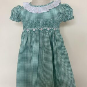 Turquoise & White Gingham Dress & Bloomers (PS-B 353)