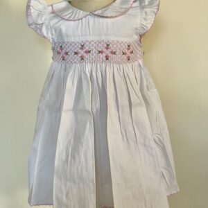 Pink & White Smocked Angel Sleeve Dress (PS- B313)