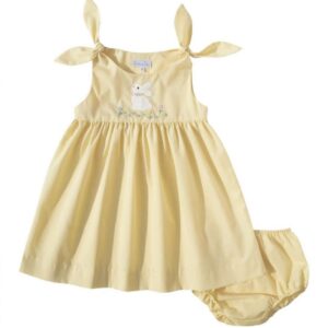 Shoulder Tie Bunny Embroidered Dress (FK -TM 1114)