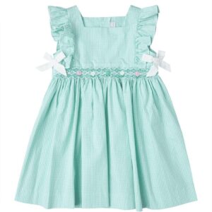 Mint Green Smocked Easter Bunny Dress (FK-TM1013)