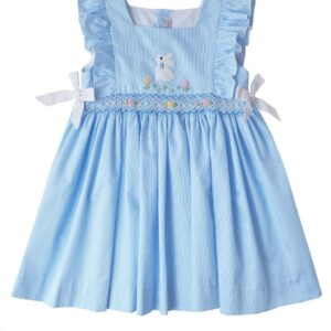 Baby Blue Ruffle Smocked Easter Bunny Dress