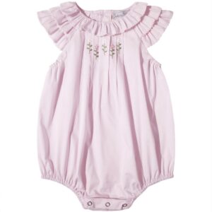 Pink Hand Embroidered Ruffle Sleeve Bubble Dress (FB-NP 220)