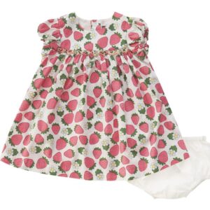 Smocked Strawberry Print Dress (FB-B072)