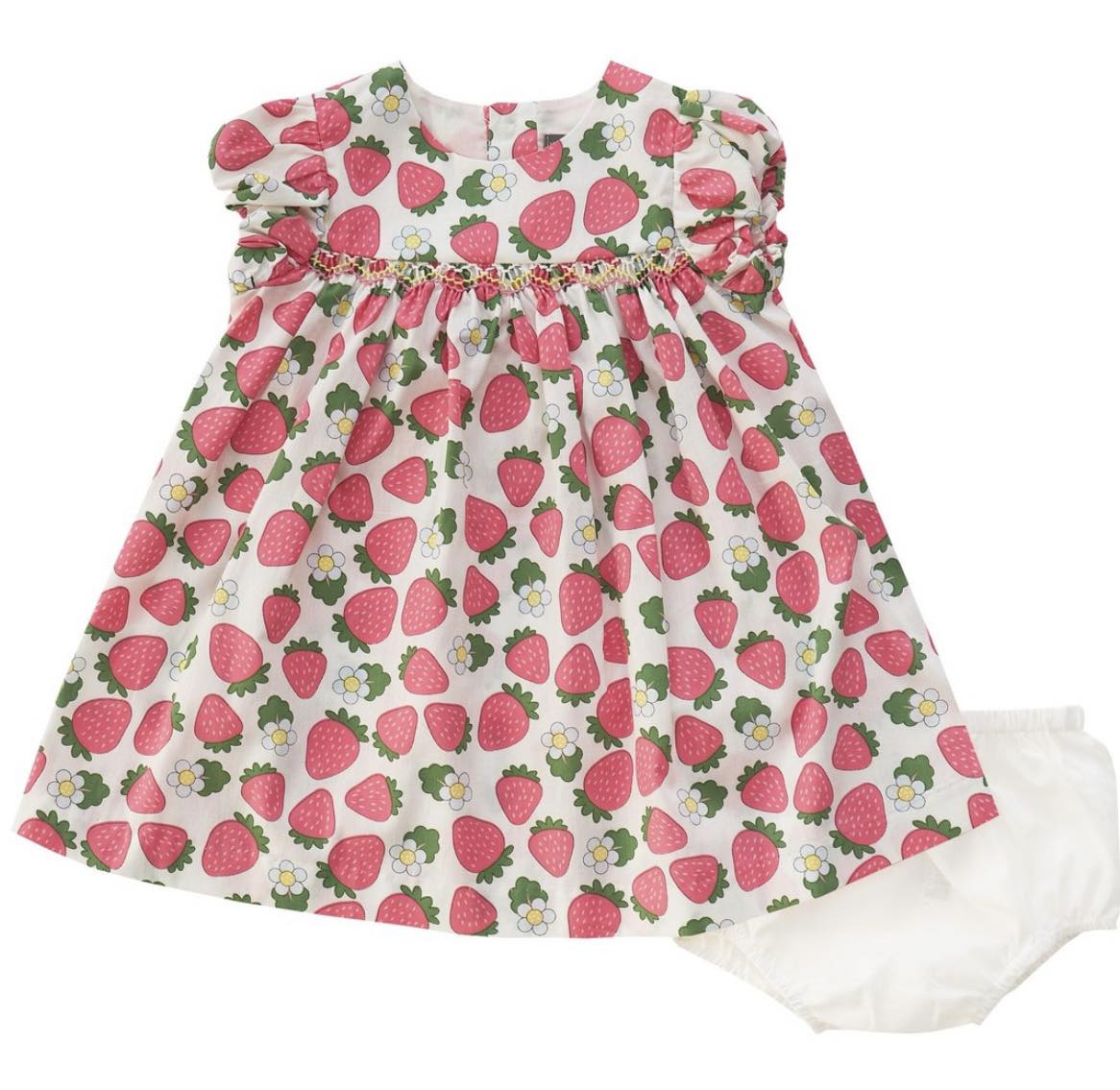Smocked Strawberry Print Dress (FB-B072)
