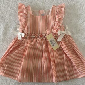 Orange & White Ruffle Smocked Dress (FK-TM 1103)