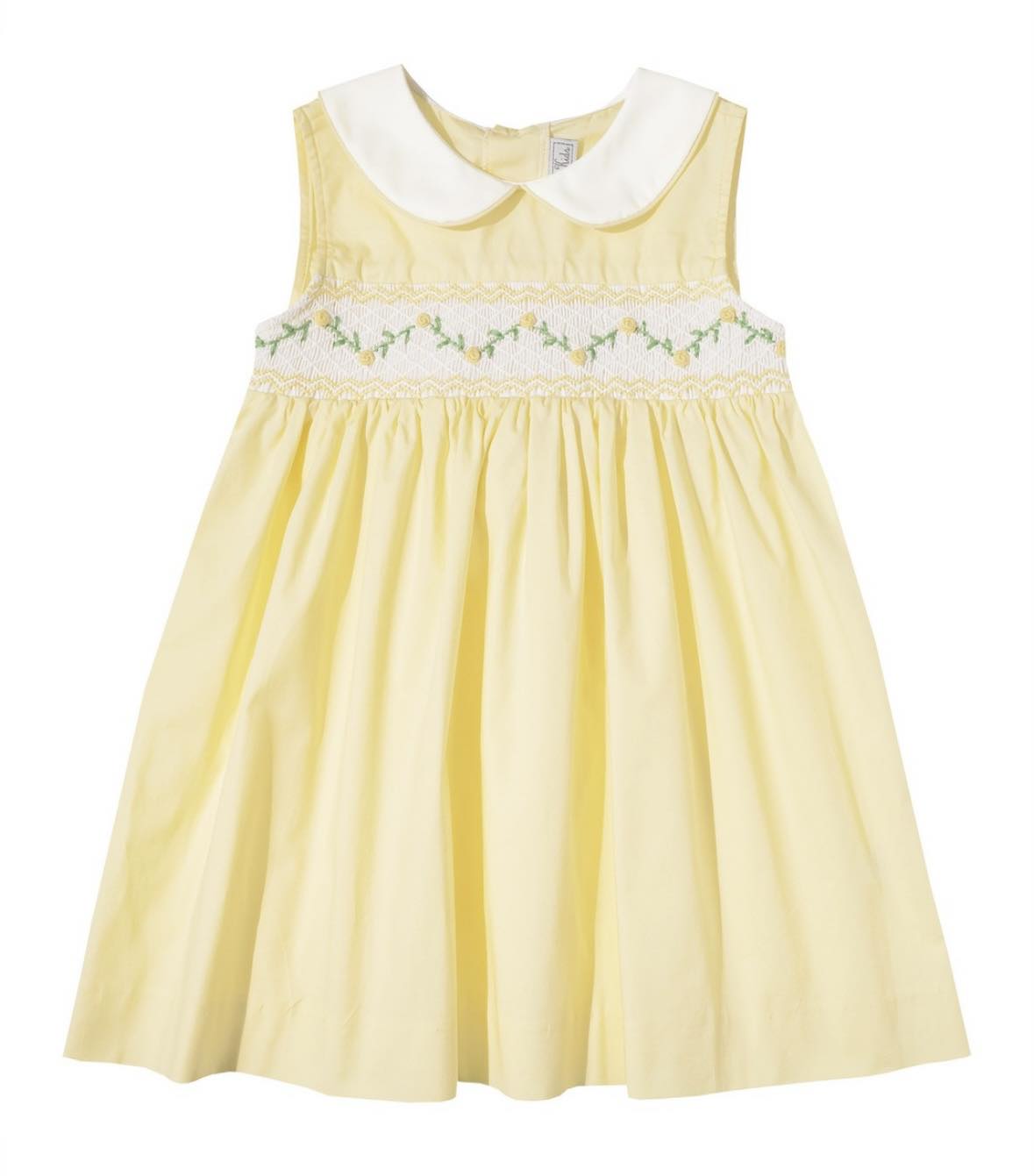 Yellow & White Smocked Peter Pan Collar Dress (FK-TM 1060A)