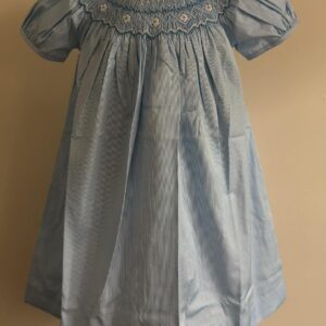 Baby Blue Stripe Sleeve Smocked Dress (FK-B0158)