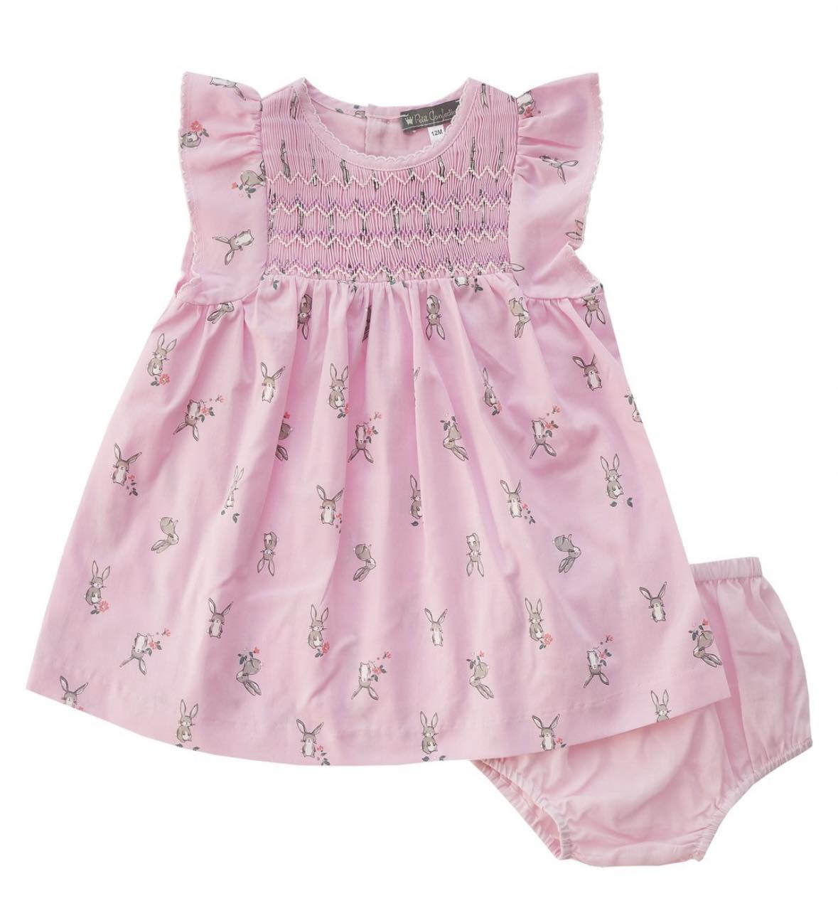 Pink Bunny Smocked Dress (PC-NP265)
