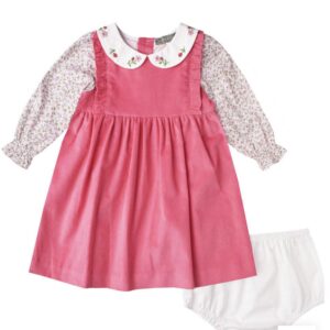 Fuchsia Pink Embroidered Peter Pan Dress (PS-NP 125)