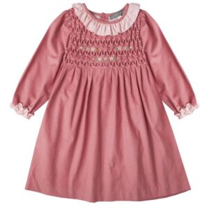 Peach Smocked Honey Comb Dress ( PS- NP 106)