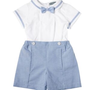 Bow Tie White & Baby Blue Button (PC-NP 288)