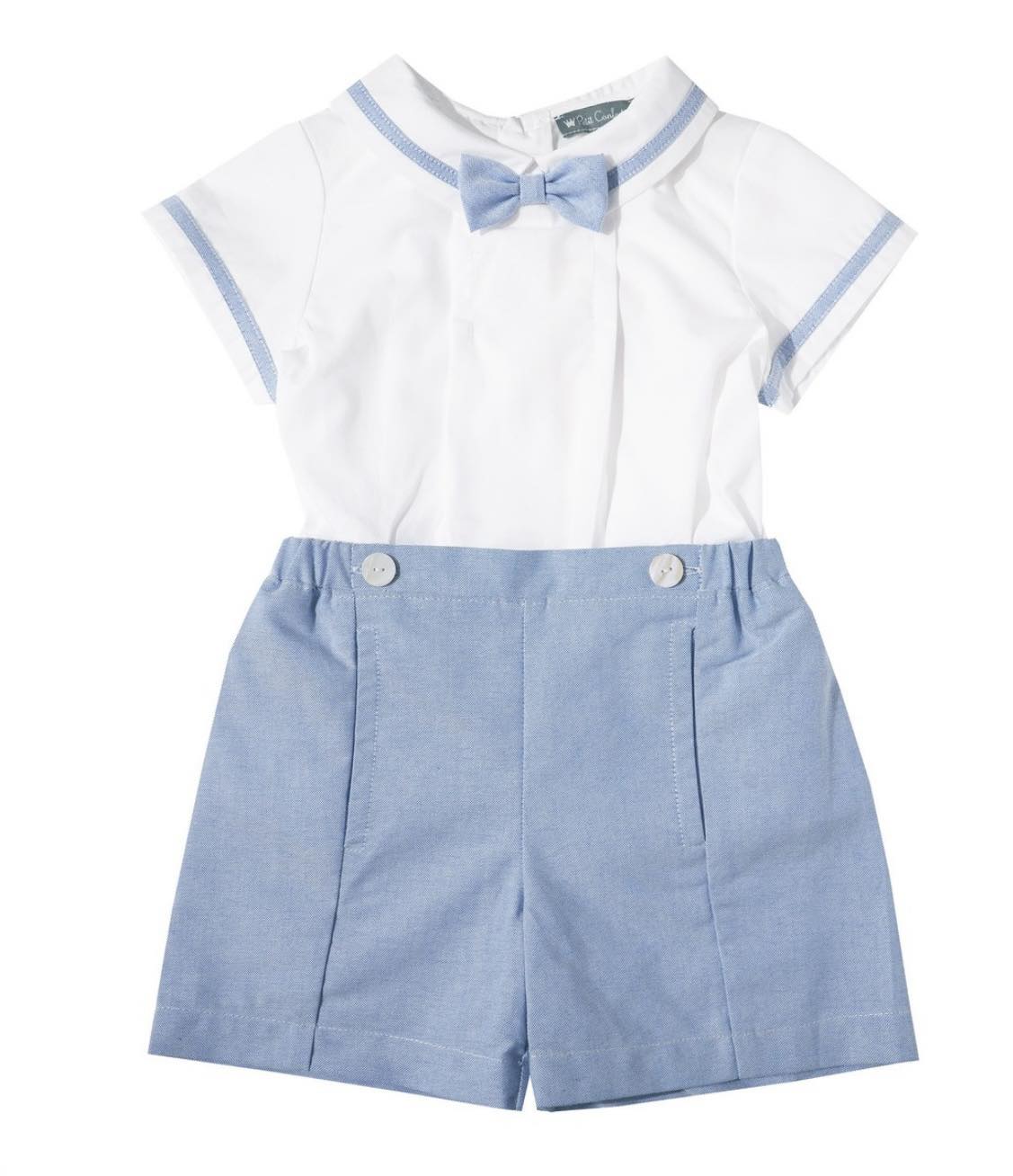 Bow Tie White & Baby Blue Button (PC-NP 288)