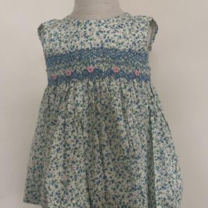 Light Blue Floral Smocked Dress (PS- B 346)